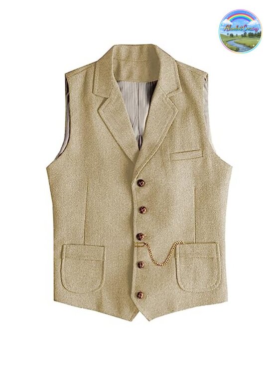 Other - Tweed Herringbone Wool Blend Suit Vest Western Waistcoat Groomsman